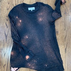 The Great. Tye Dye Bleach Dyed Lived In Vintage Black Crewneck Long sleeve Sz 1